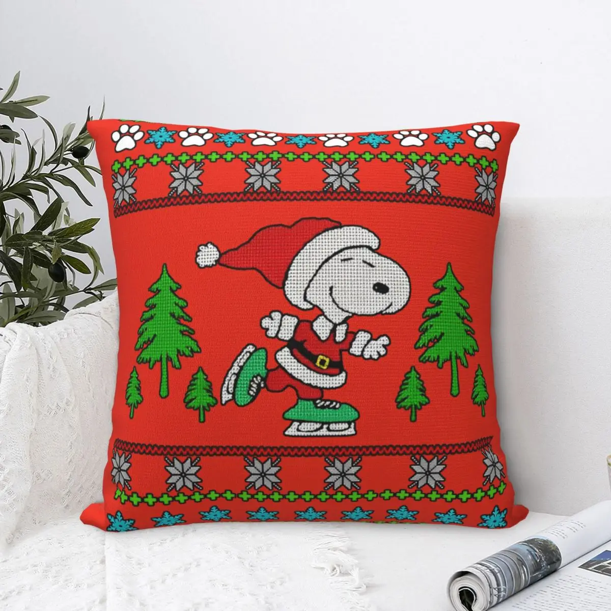 Pillow Cover Christmas Snoopy Cartoon Cushion Cover Woodstock Peanuts Charlie Brown Pillow Case For Home Decoration Pillowcases