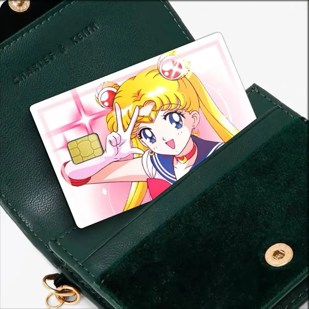 Cartoon Y-Sailor Moon Waterproof Film Skin Cover Credit Card Stickers Debit Front Bank Bus Pass