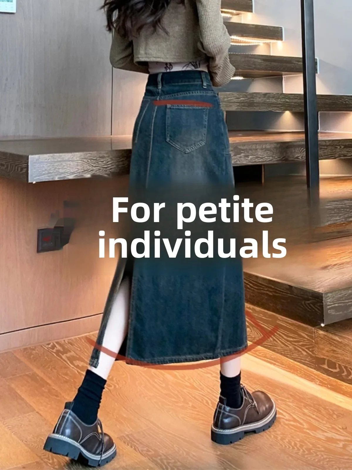 

Юбка трапециевидной формы с высокой талией для женщин, прямая джинсовая юбка, весна-осень, Новое поступление, юбка средней длины для поездок на работу