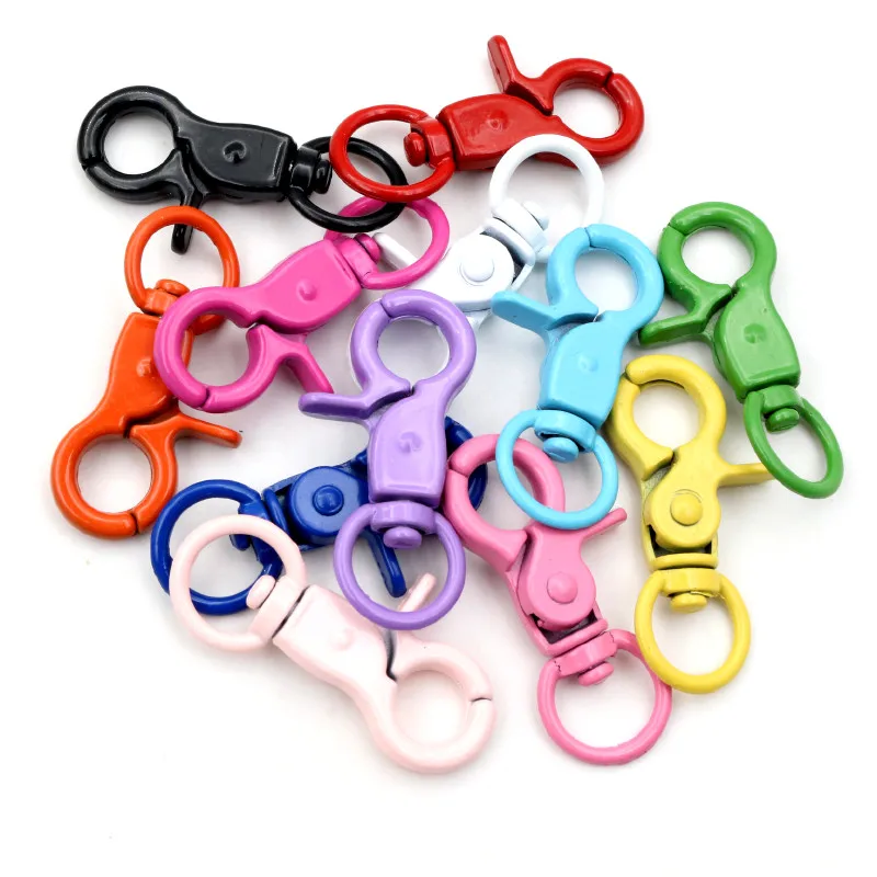 New Fashion Multi-colors Mixed Alloy Open Rings Lobster Clasp Hooks DIY Keychain Jewelry Making Findings Supplies Accessories