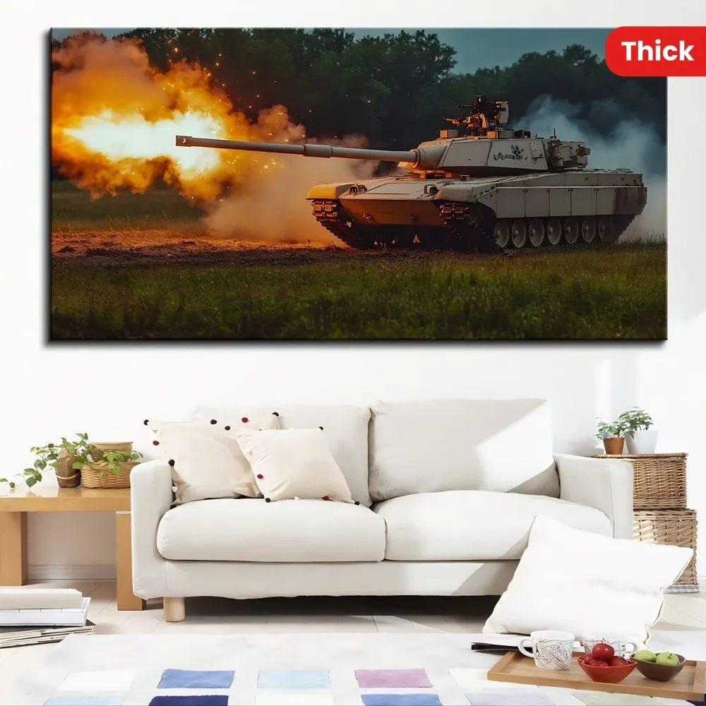 1.5 inch thick pine solid wood frame, World of Tanks poster decorative painting, oil mural, poster bedroom painting