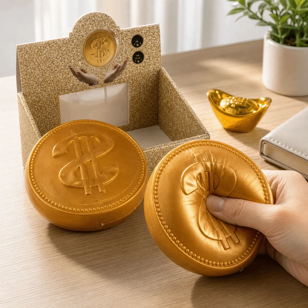 15cm Extra Large Big Gold Coin Squeeze Realistic Coin Shape Embossed Dollar Sign Maltose Fidget Toy Slow Resilience Soft