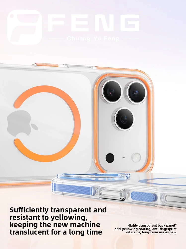 غطاء حماية شفاف لهاتف iPhone 17 ProMax الجديد مع غطاء حماية كامل للشحن اللاسلكي المغناطيسي Magsafe