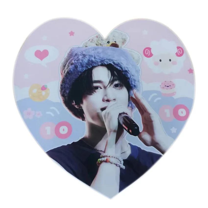 Kpop Loving Heart Shaped Custom Slogans Double Sided Printing Fabric Cheering Textile Hand Banners Reflective Fabric Slogan