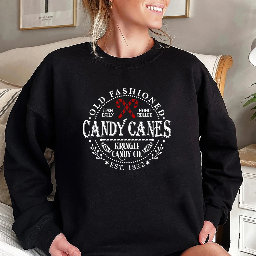 Old Fashion Candy Canes Sweatshirt Christmas Shirt North Pole Crewneck Sweater Christmas Hoodie Unisex Long Sleeves Sweatshirt