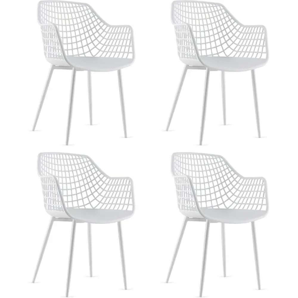 Dining Chairs Set of 4 - White Arm Chair with 15