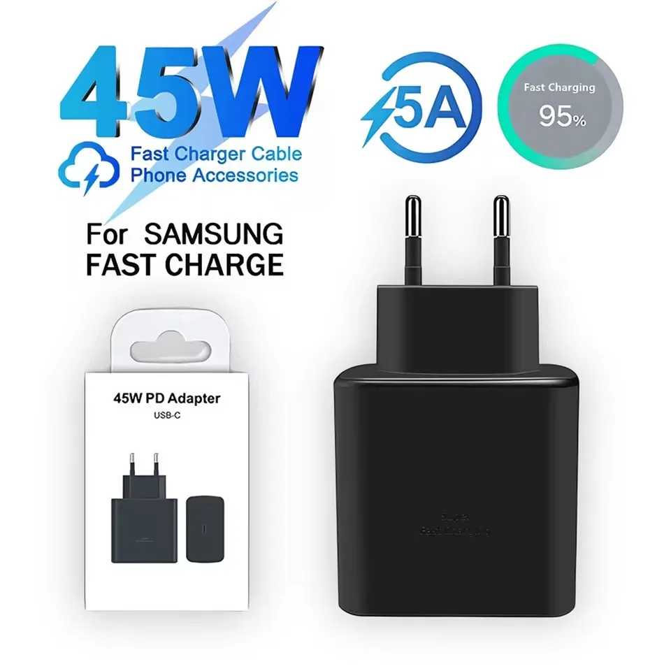 

45W PD USB-C Super Fast Charger for Samsung Galaxy S24 Ultra S23 S22 S21 Plus Note10 A54 A34 5A Quick Charging Type C Data Cable