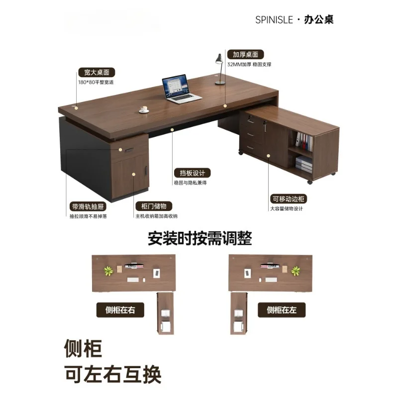 Boss office table and chair combination,simple modern office furniture, light luxury, high-end sense, single table, large desk