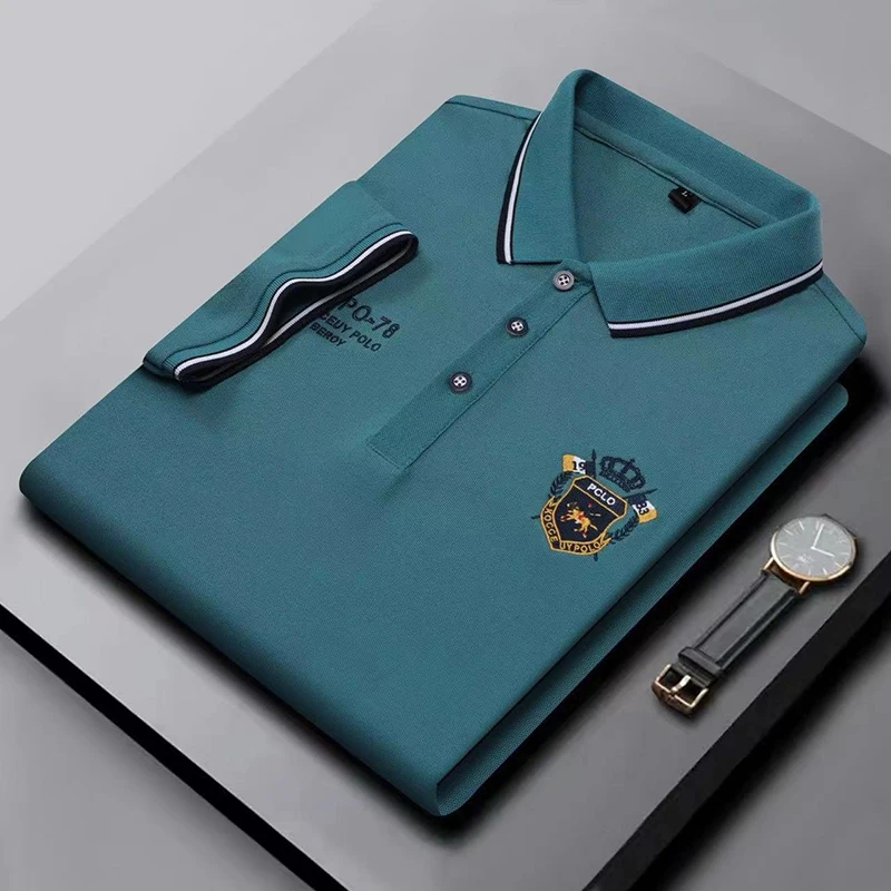

2024 High quality men's cotton embroidered polo shirt summer new high-end business casual Lapel short sleeve T-shirt