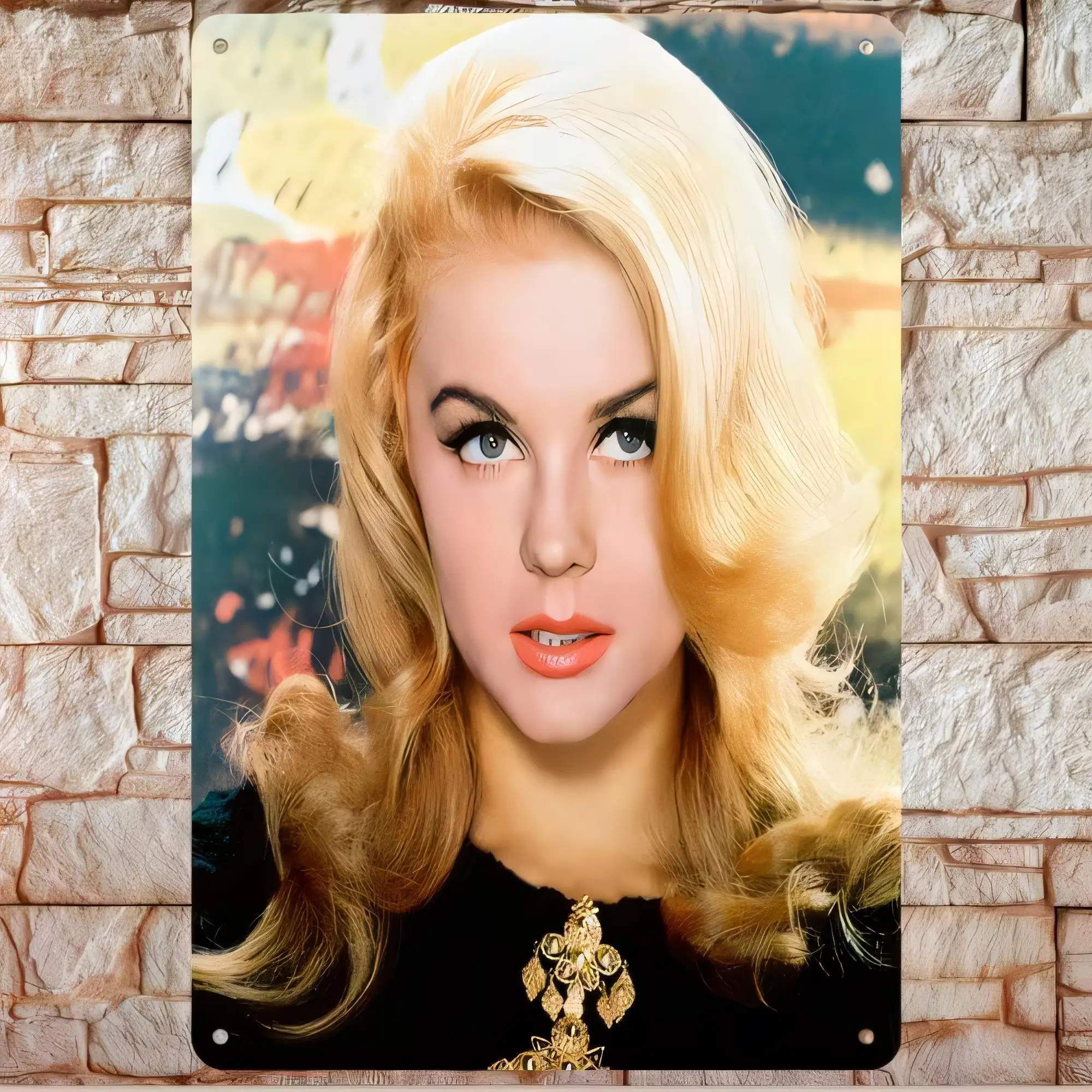 Tin Sign Metal Vintage Portrait Blonde Woman Glamour Poster Wall Art Decor for Bar Pub Home Office Man Cave   Retro Aesthetic Ru