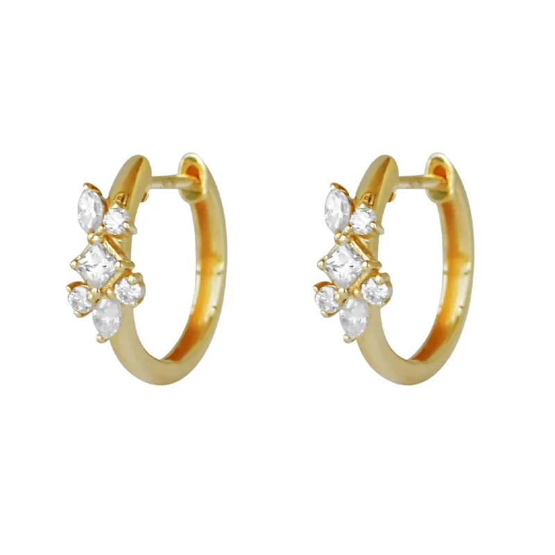 

CCFJOYAS 8mm 925 Sterling Silver Flower Zircon Hoop Earrings for Women Light Luxury Exquisite Party Wedding Fine Jewelry