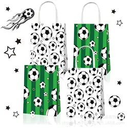 Borsa per bomboniere per feste di calcio, borse per caramelle a tema calcio con cravatte intrecciate, borse per confezioni regalo, decorazioni per feste di compleanno per bambini,