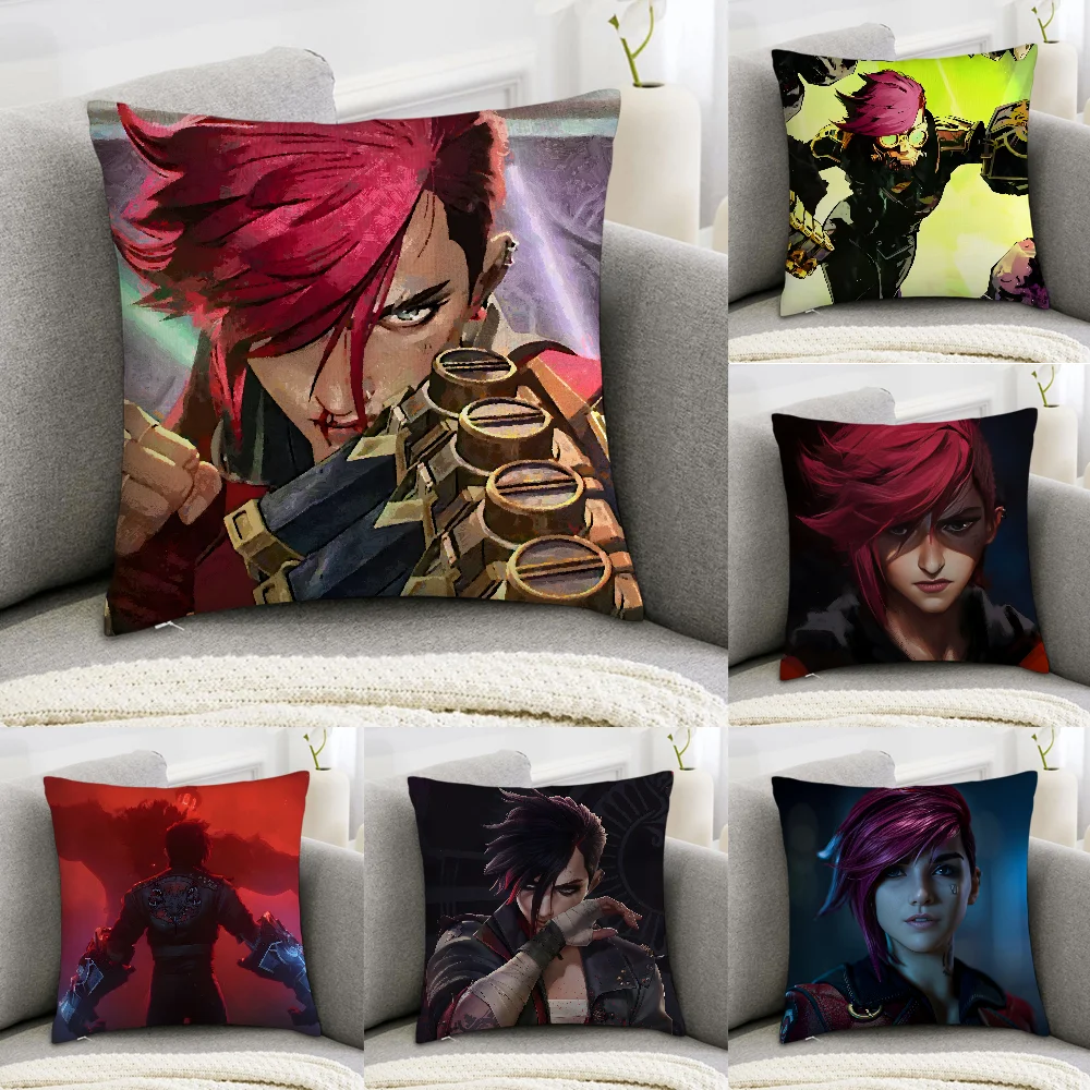 

VI ARCANE L-League of Legends Pillow Case Sofa Decorative Home Double-sided Print Plush Square Throw Pillow Covers Cushion Decor