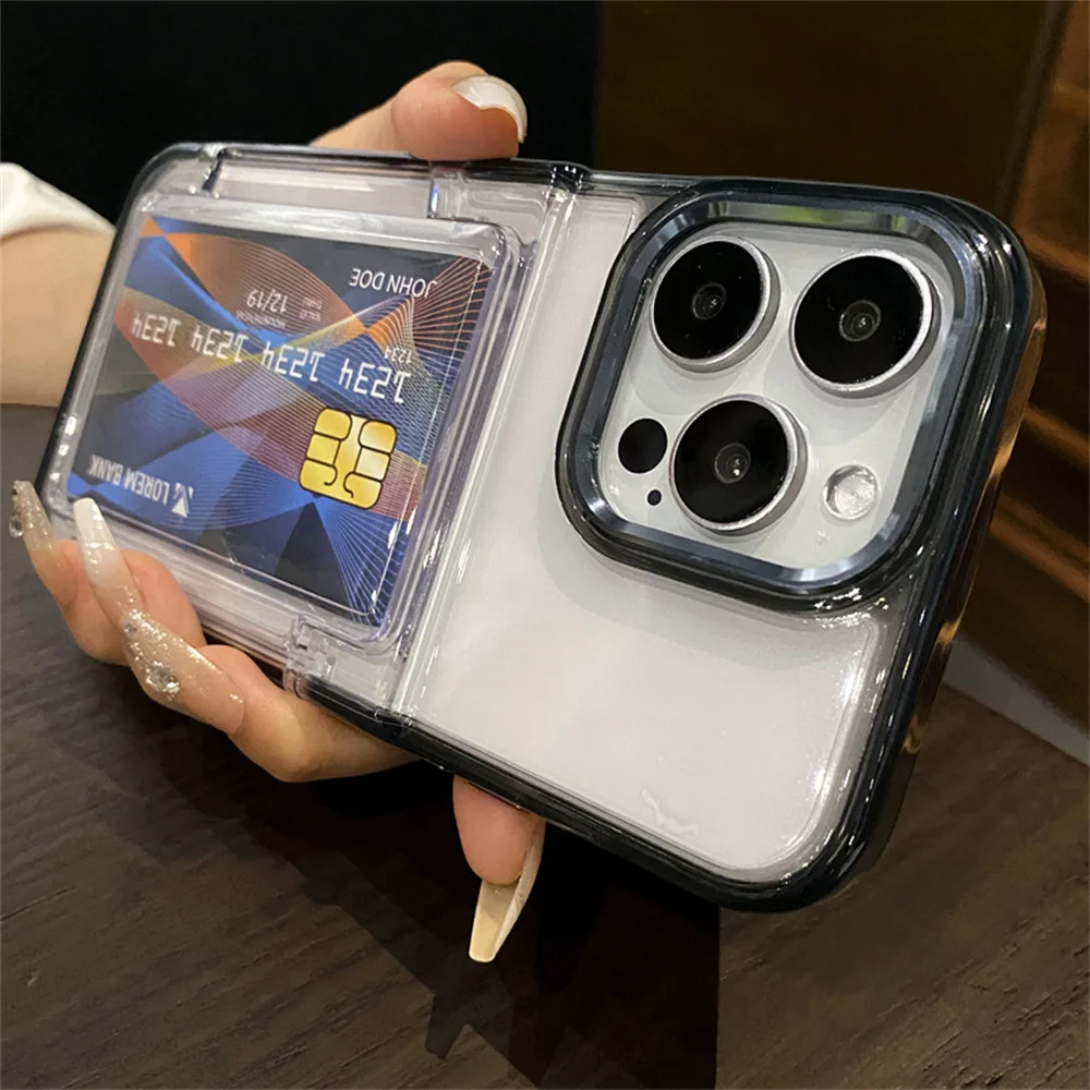 Transparente Handyhülle mit Kartenfach für iPhone 17 Air 15 14 13 18Pro 16 17ProMax Stoßfester Schutz Harte Acryl-Abdeckung – Detail 2