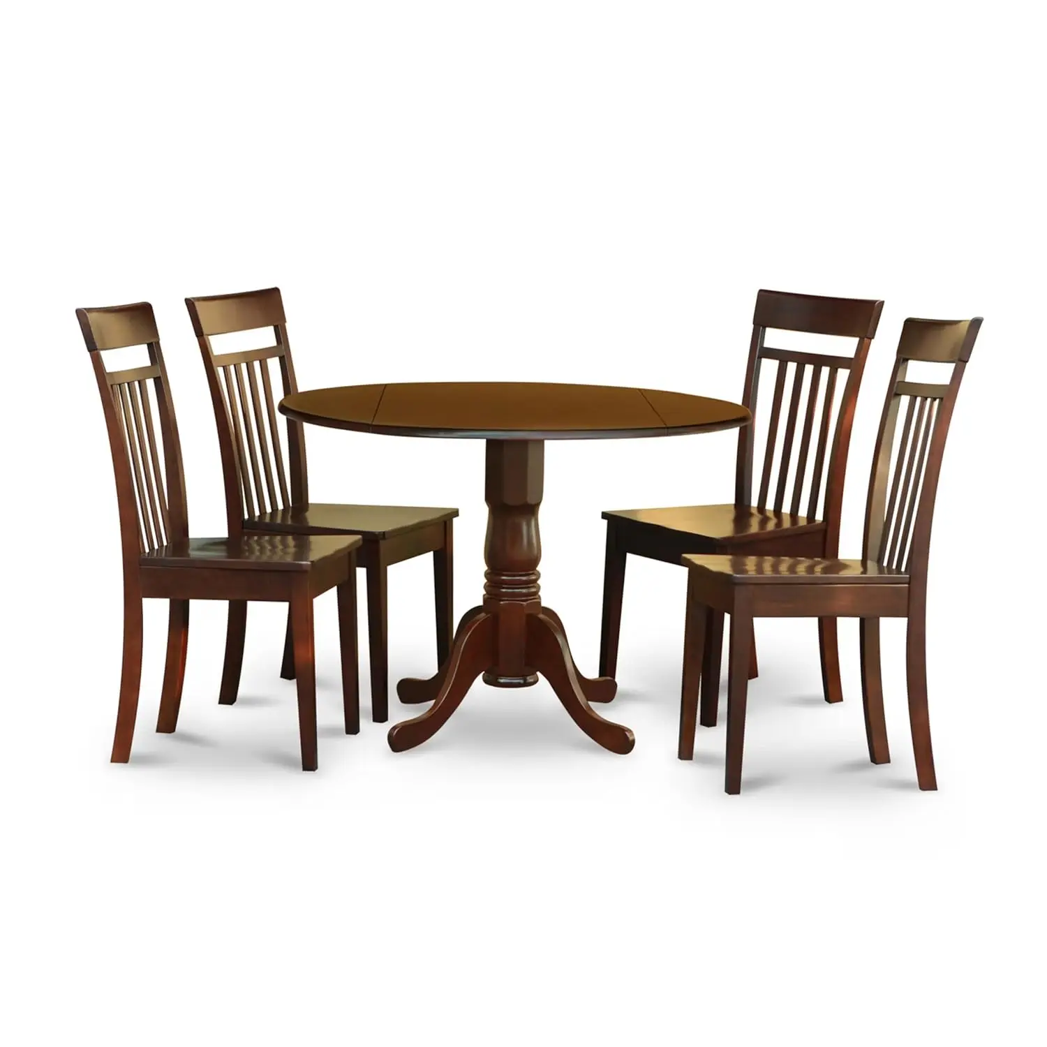 5 Piece Dining Set Includes a Round Dining Room Table with Dropleaf and 4 Wood Seat Chairs, 42x42 Inch,, Customized
