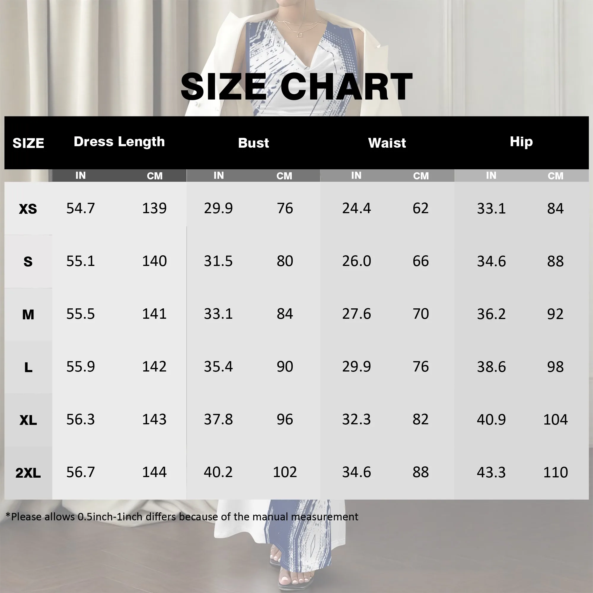 Vestido maxi feminino sem mangas com decote em V Branco Marinha Brush Stroke Print Vestido de festa bodycon de verão