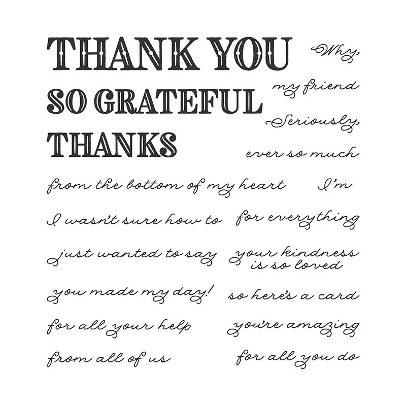 Thank You Bold Words Clear Transparent Stamps Handwritting Sentiments Phrase Seal for DIY Scrapbooking Paper Card Album Crafting