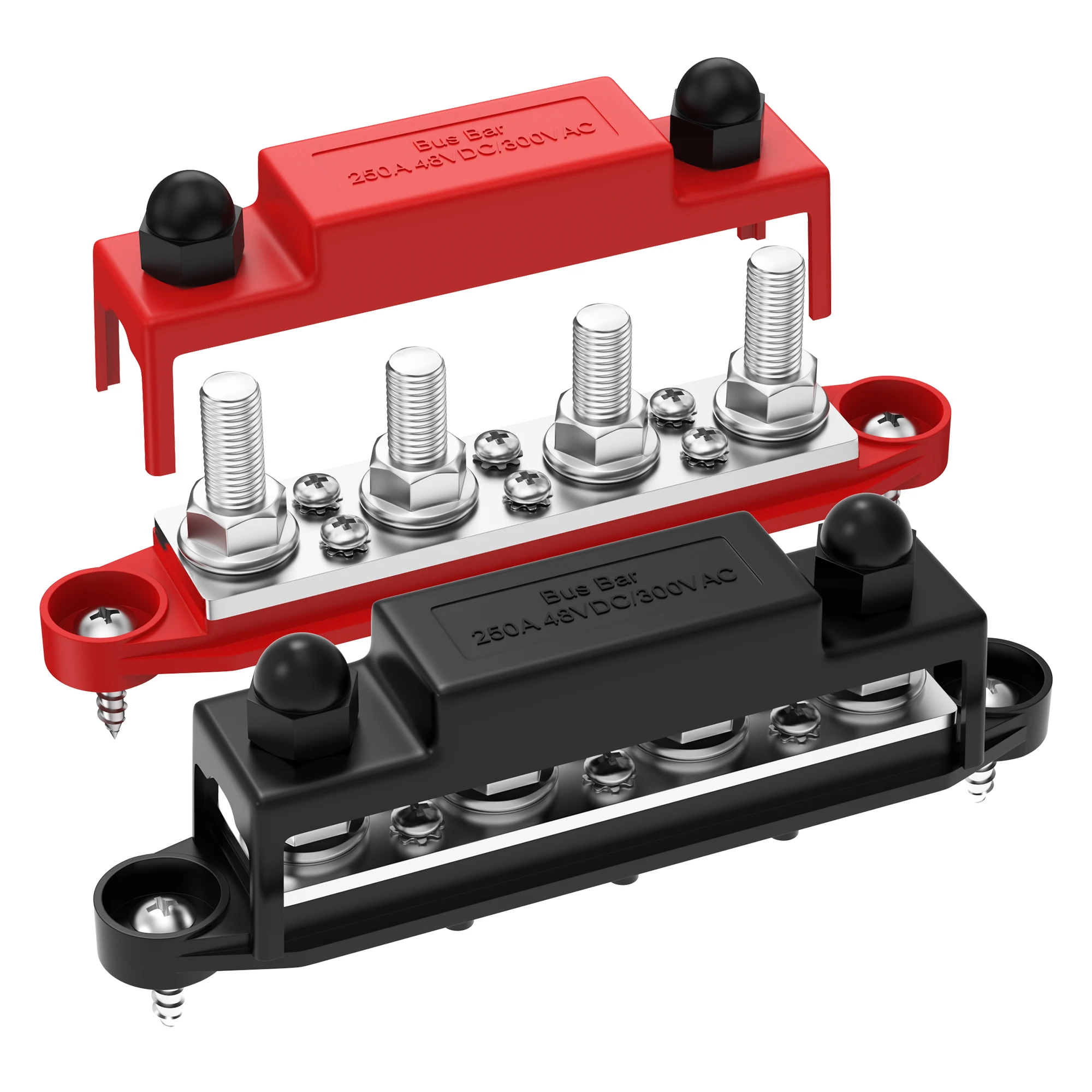 

Upgrade 275A 12V Bus Bar Battery Power Distribution Block Car Audio 12 Volt DC Busbar 4 x 3/8" Posts 6 x #8 Screws for Marine