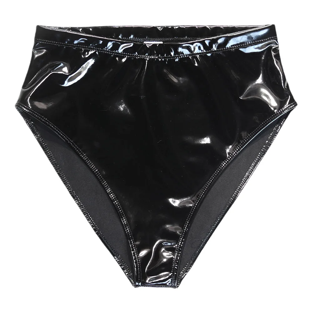 Seksowne kobiety Wysoka talia Gorące szorty Lateks PVC Błyszczące mikro stringi Bielizna erotyczna Gładkie stringi Taniec sceniczny Pokojówka