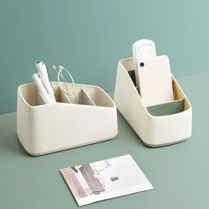 

Remote Control Holder 4 Slot Desktop Storage Box Tv Remote Control Phone Trapezoidal Basket Stationery Organizer Case Home Hotel