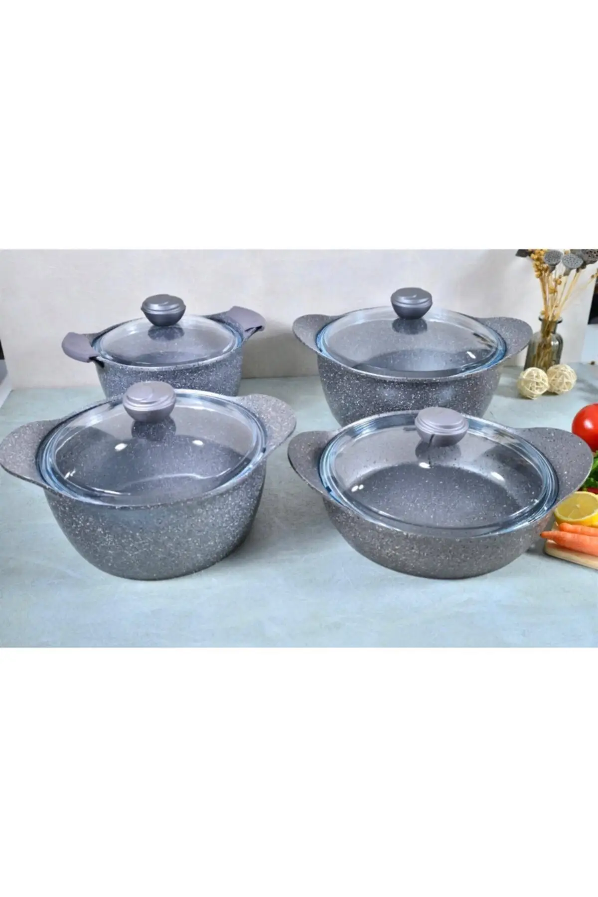 DOLBOVI 8 piece Neymar granite Cookware Set-gray Cookware Set