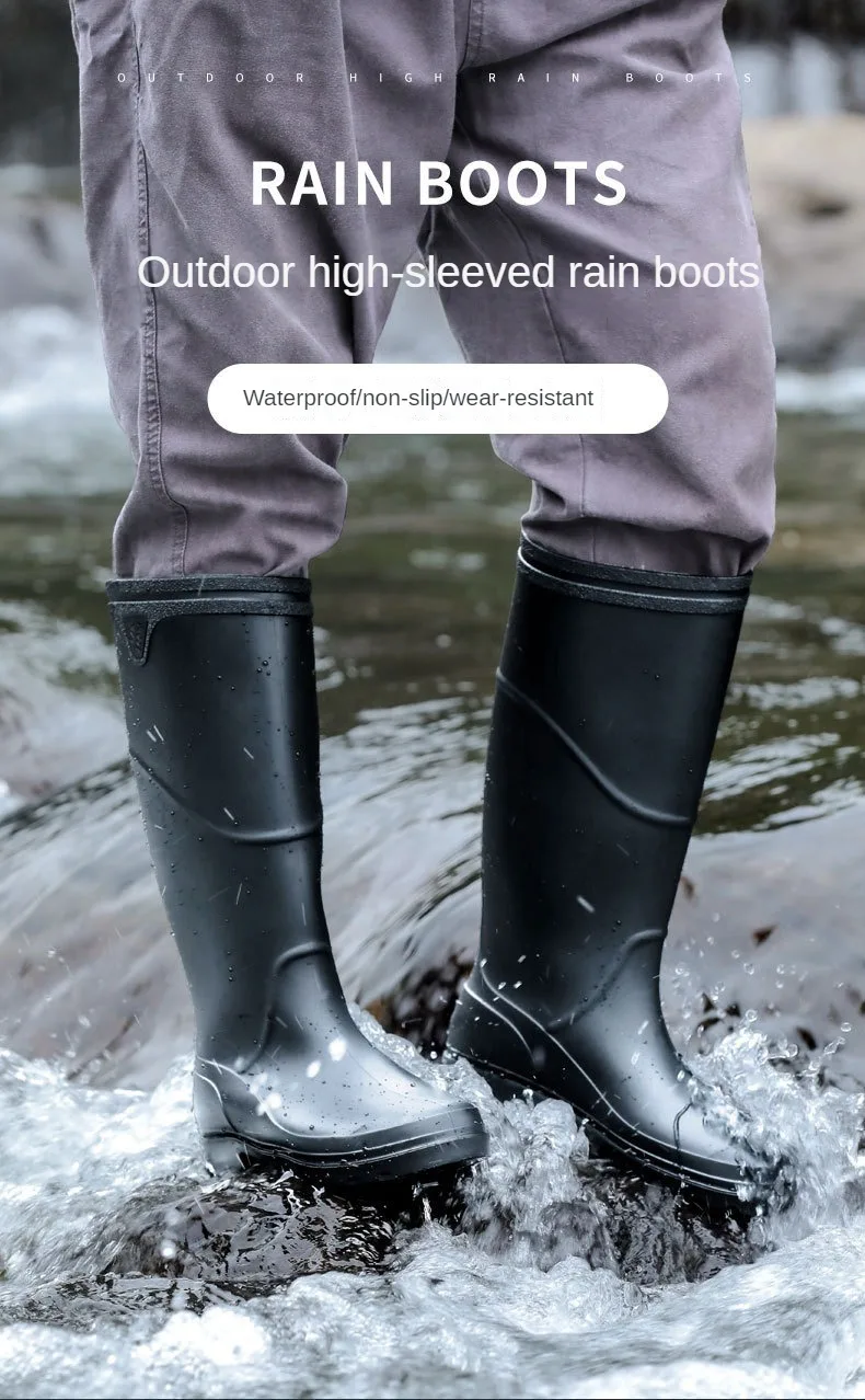 

New Fashion Waterproof Shoes Men's Construction Site Rubber Boots Adult Rainshoes Men's Labor Protection Rainboots