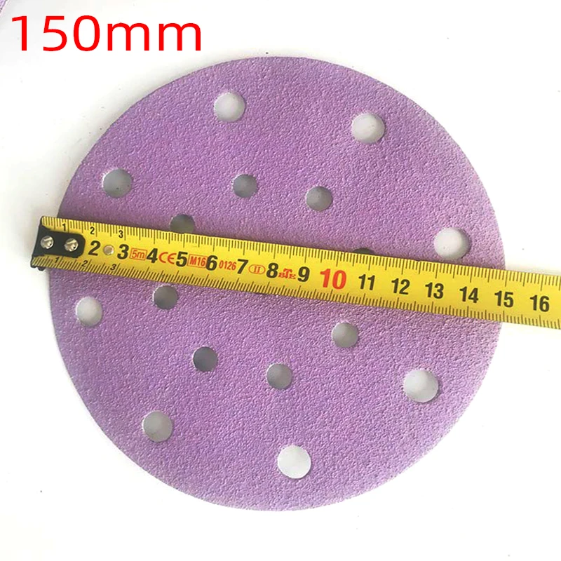 6-inch 17-hole Round Purple Sandpaper 150mm Flocking Sand Tray Car Paint Wood Sanding Abrasive 80-600grit