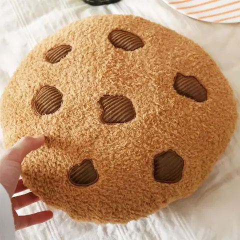라운드 초콜릿 칩 쿠키 던지기 베개 쿠키 베개 거실 침실 머리맡 낮잠 부드러운 쿠션 인형 봉제 장난감 베개