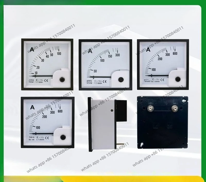 Pointer AC ammeter BE-96 AC10~ 3000/5A square opening, connected to transformer