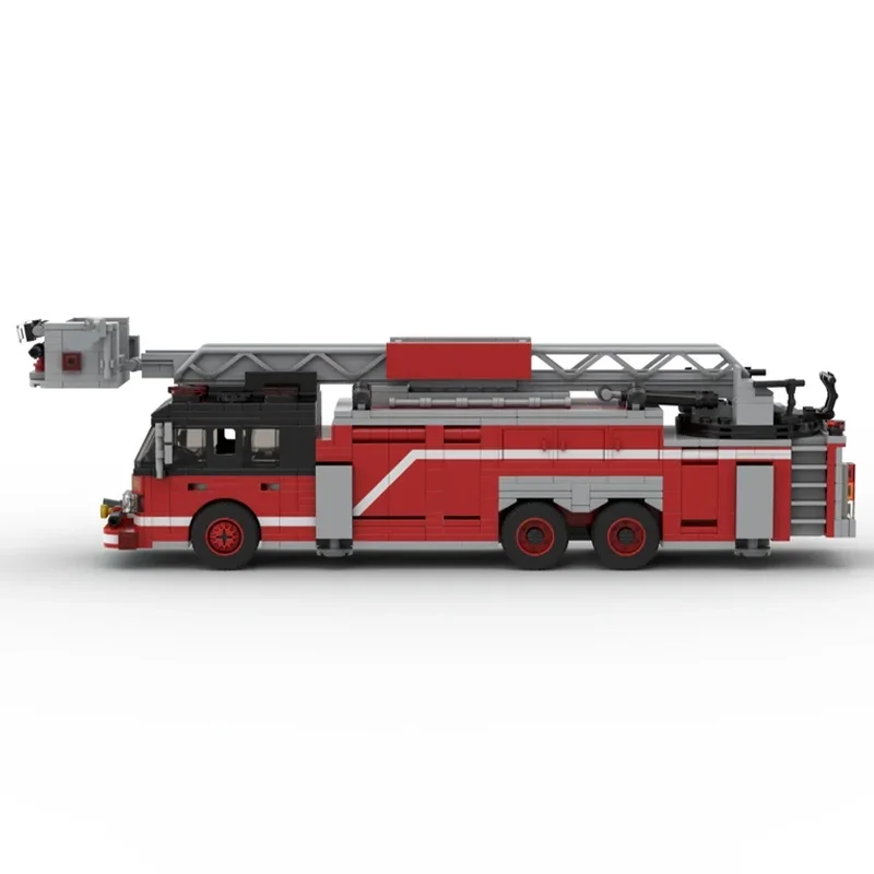 957 Stück MOC Turmleiter Feuerwehrauto Chicago City Fireed Modell Bausteine Weihnachtsgeschenk Architektur DIY Spielzeugidee Ziegel Kinder