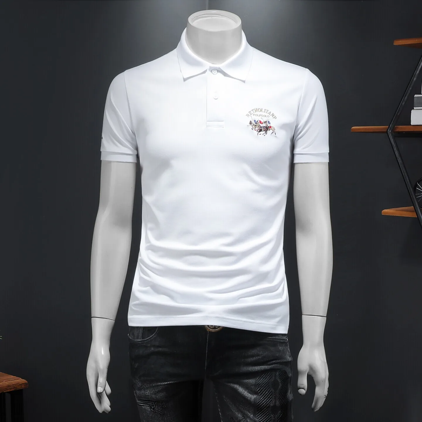 

Мужская модная рубашка с коротким рукавом, отложным воротником, из смесового хлопка и полиэстера, с охлаждающим эффектом