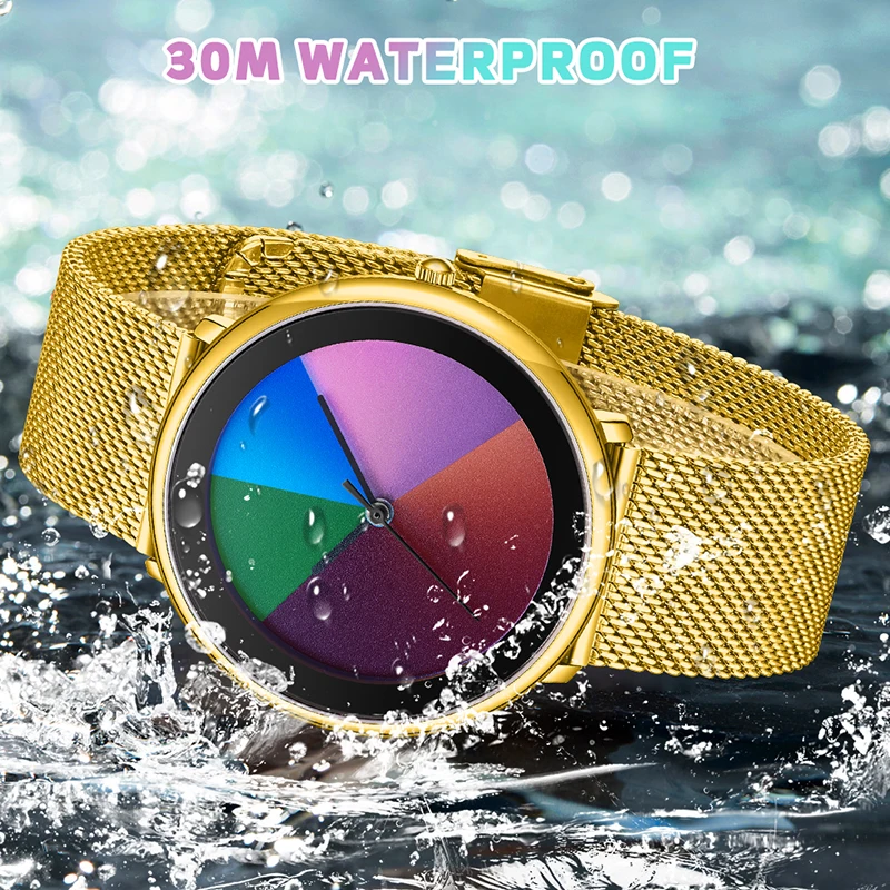 

LIGE 2026 новые модные часы мужские роскошные повседневные кварцевые наручные часы 30 м водонепроницаемый сетчатый ремешок красочные женские часы Reloj Hombre