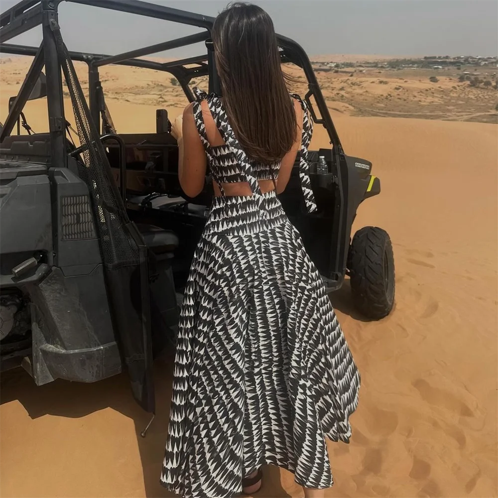 PB&ZA 2024 Spring New Women\'s Fashion and Style Slim Fit Versatile Printed Suspended Top Low Waist Skirt Set