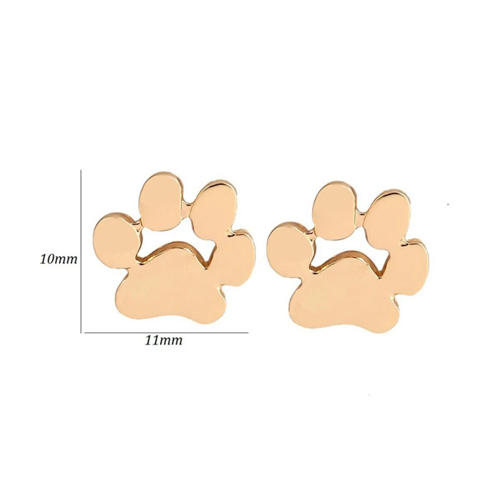 

Women'S Cute Ear Studs Dog Cat Paw Earrings Lightweight Durable Jewelry For Party Wedding Gift Rose Gold Brass