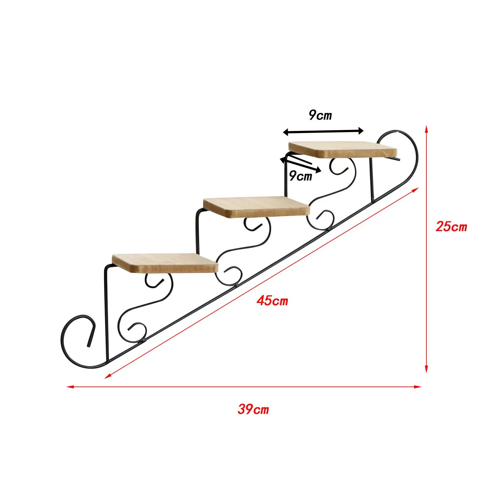 Staircase Decorative Shelf Plant Stand Retro Wall Mount Bracket Wall Decoration Storage Rack Wall Hanging Decor for Bedroom