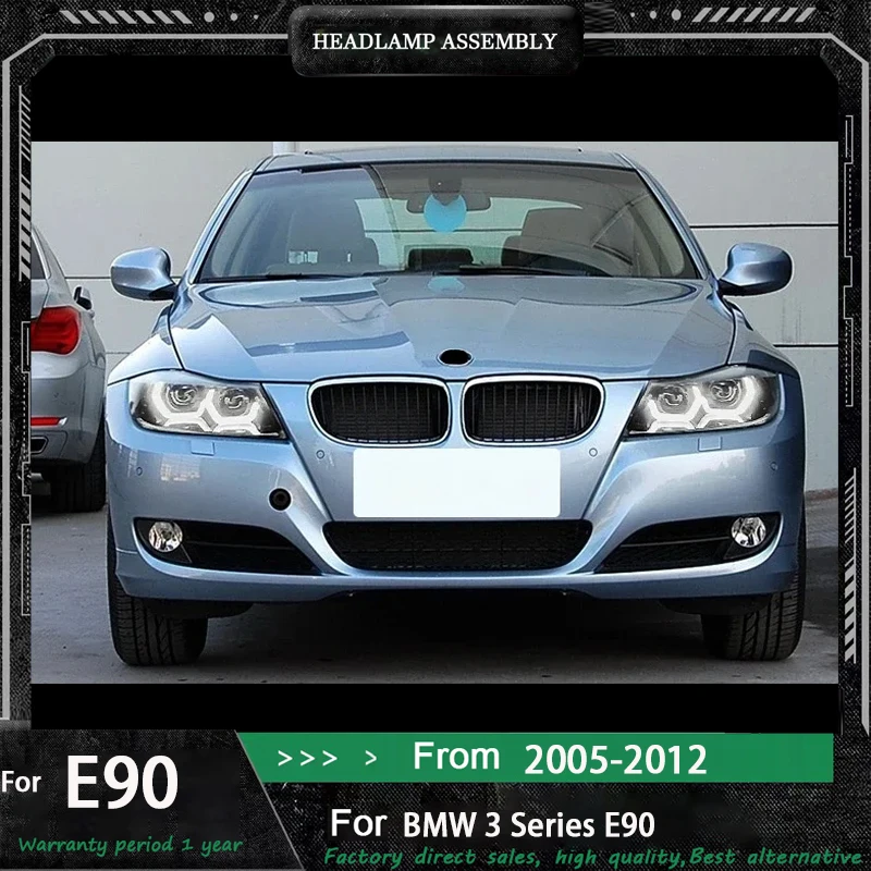 For BMW 3 Series Headlight Assembly 2005-2012 E90 318i 328 330i Modified Spoon Daytime Running Light LED Laser Lens Head Lamp