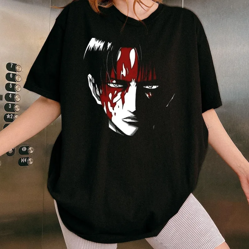 

Vintage Levi Ackerman Captain Anime Manga Japanese Anime Levi Ackerman Fan Shirt