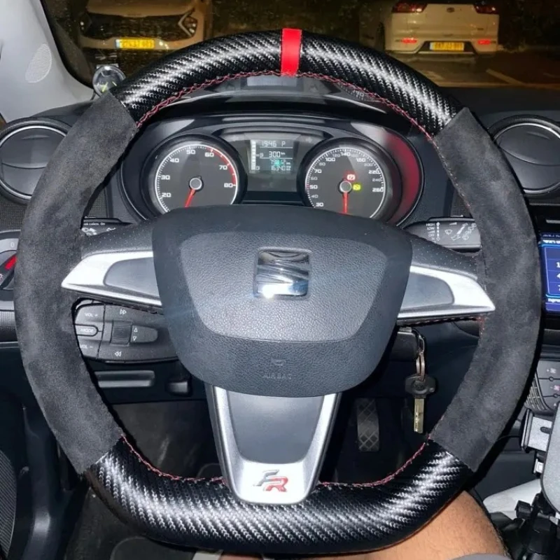 For SEAT Hand Stitched Nappa Leather Universal Car Steering Wheel Cover