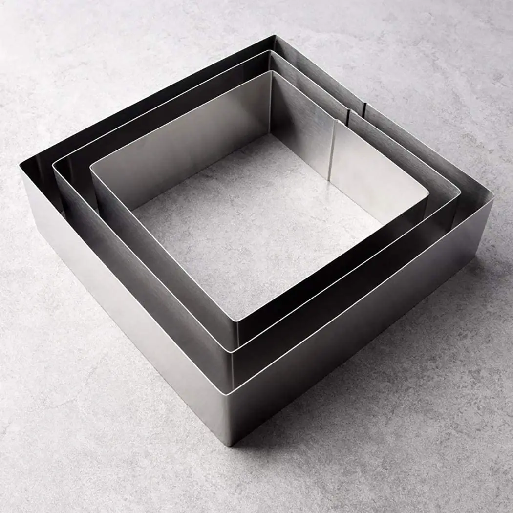 Набор из 3-х форм для торта, квадратная форма для мусса, кольцо для торта из нержавеющей стали, антипригарное кольцо для десерта, форма для выпечки, инструмент для выпечки