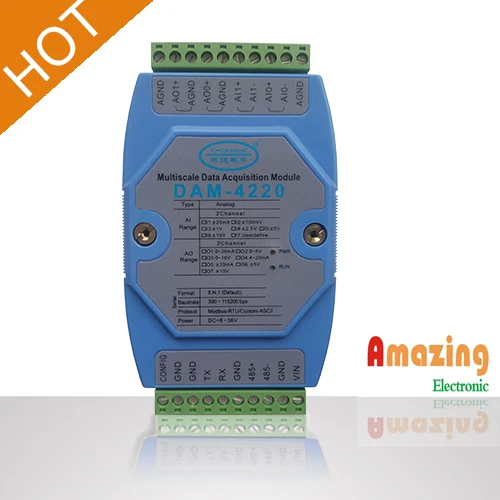 Analog Input and Output Data Acquisition Module Current Pressure to RS485modbus DAM4220