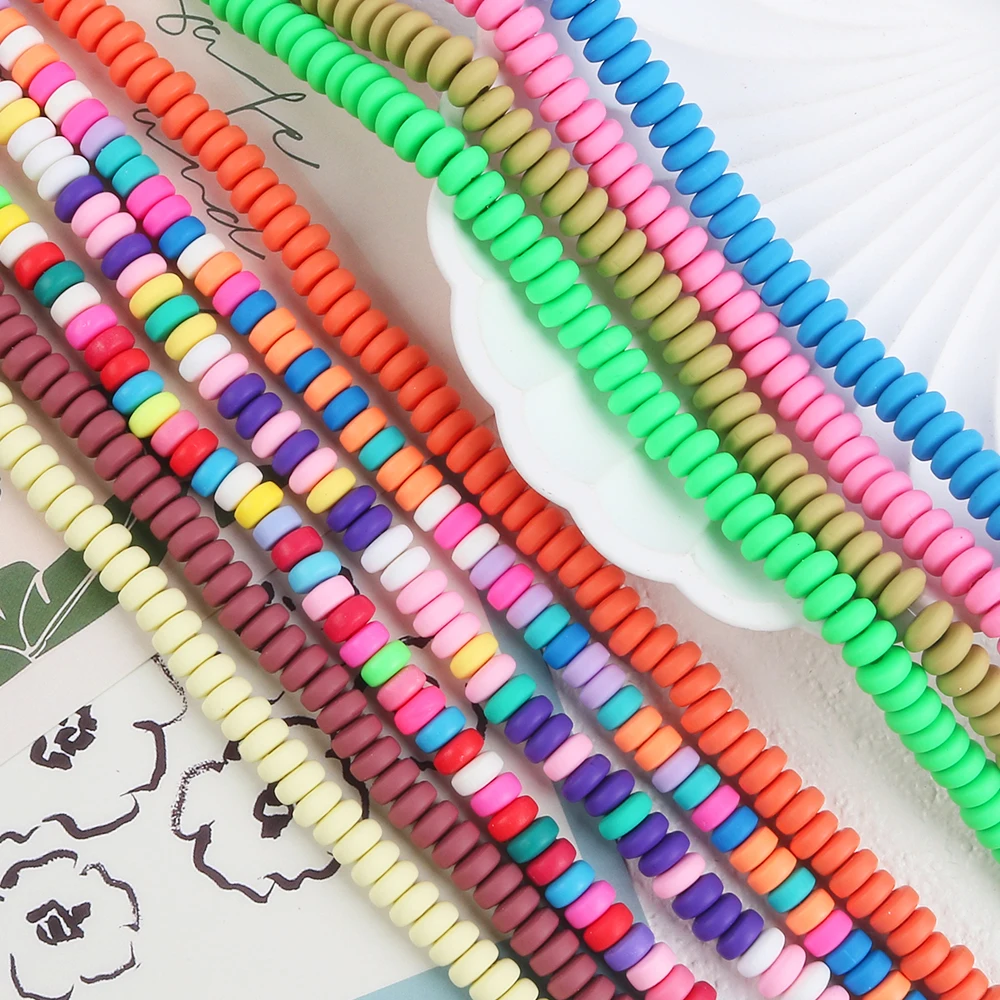 

7x4mm 110pcs Flat Round Abacus Polymer Clay Beads Ellipse Spacer Loose Handmade Clay Beads for Jewelry Making DIY Charm Bracelet