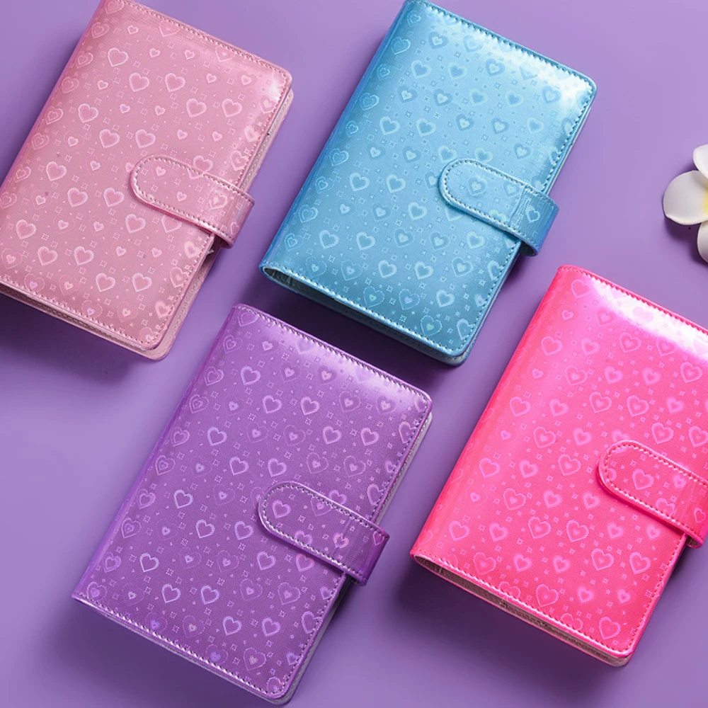 A6 Colorful Laser Macaron Creative PU Clip-on Notebook Leather Loose Leaf Notebook Cover Notebooks Journal Kawaii Stationery