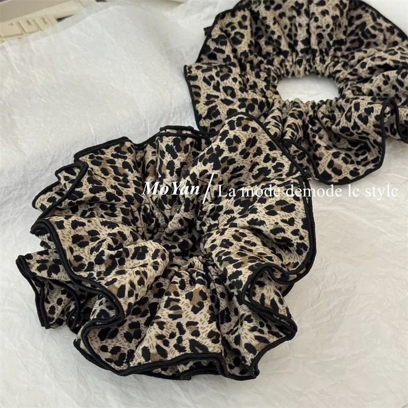 Retro fashion leopard print large intestine hair band high sense foreign style head flower large hair rope ponytail head rope