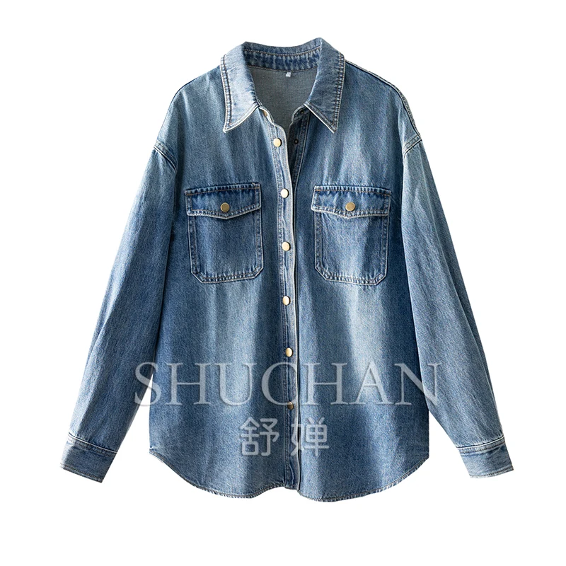 

100% Cotton Early Autumn Denim Shirt Jacket Women Blusas Mujer De Moda Verano Blusas Mujer Tops Women