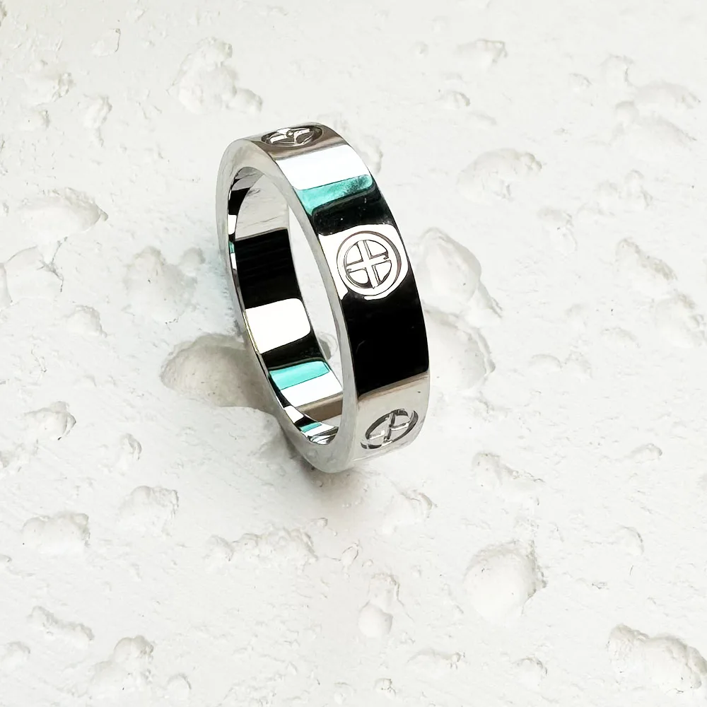 Cross Stainless Steel Couple Ring 6