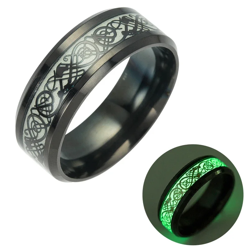 

Luminous Dragon Patterned Stainless Steel Ring for Men and Women Halloween Party Gifts
