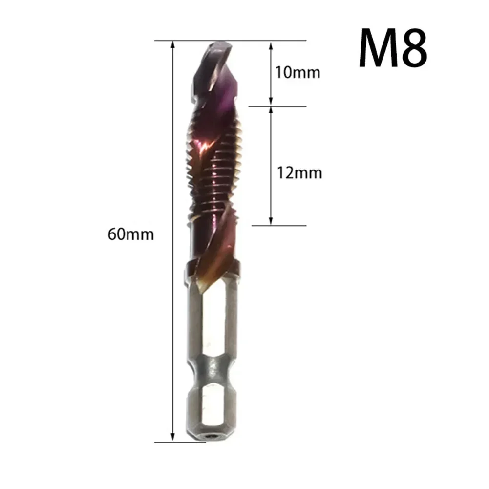 1PC HSS Tap Drill Bit Set Hex Shank Hole Tapping Chamfering Thread Bit Screw Machine Compound Tap M5 M6 M8 M10 Hand Tools