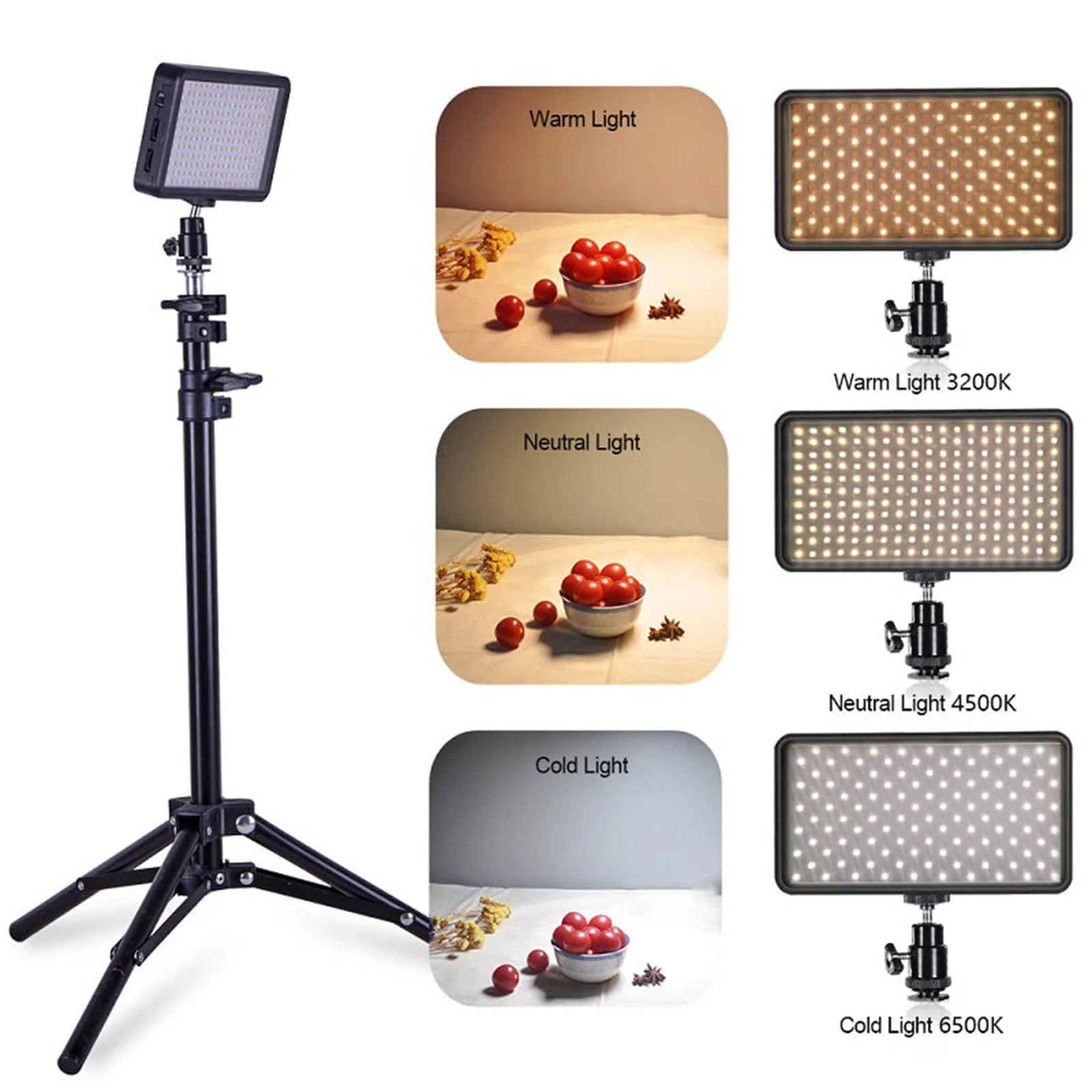 

Светодиодная панель для видеосъемки W288, заполнясветильник свет, освесветильник для фотосъемки с шаровой головкой штатива 3200K-6500K, регулируемая двухцветная температура