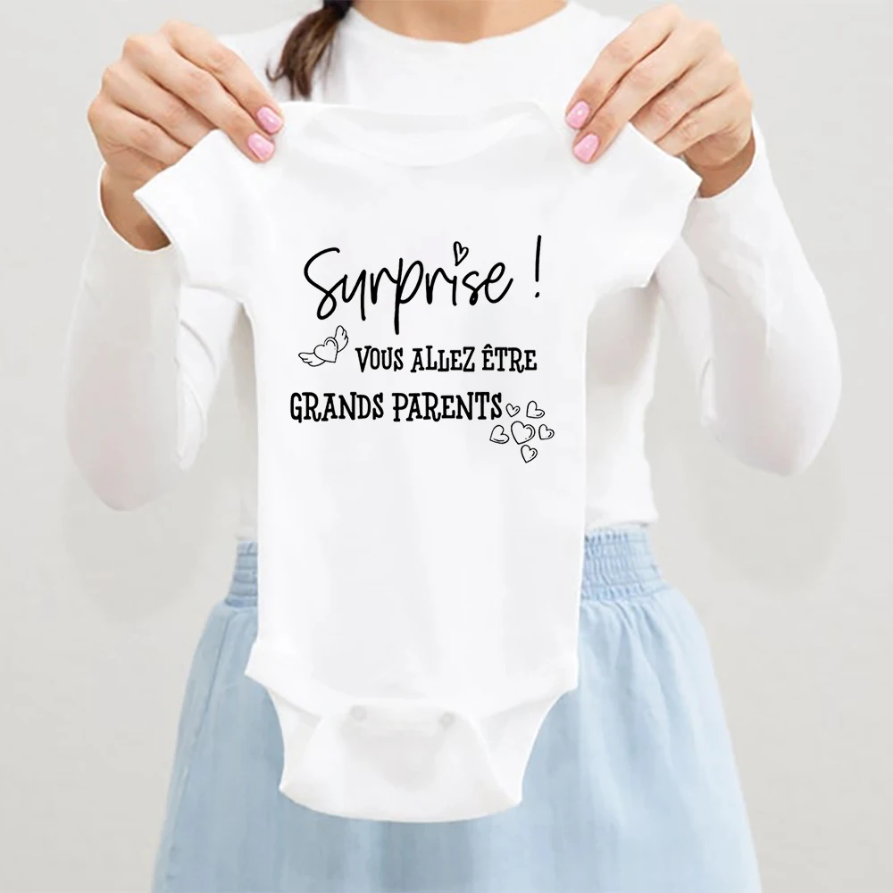 

Surprise Grands Parents Newborn Baby Bodysuit Hello Grandma and Grandpa Pregnancy Announcement Baby Infant Clothes Present
