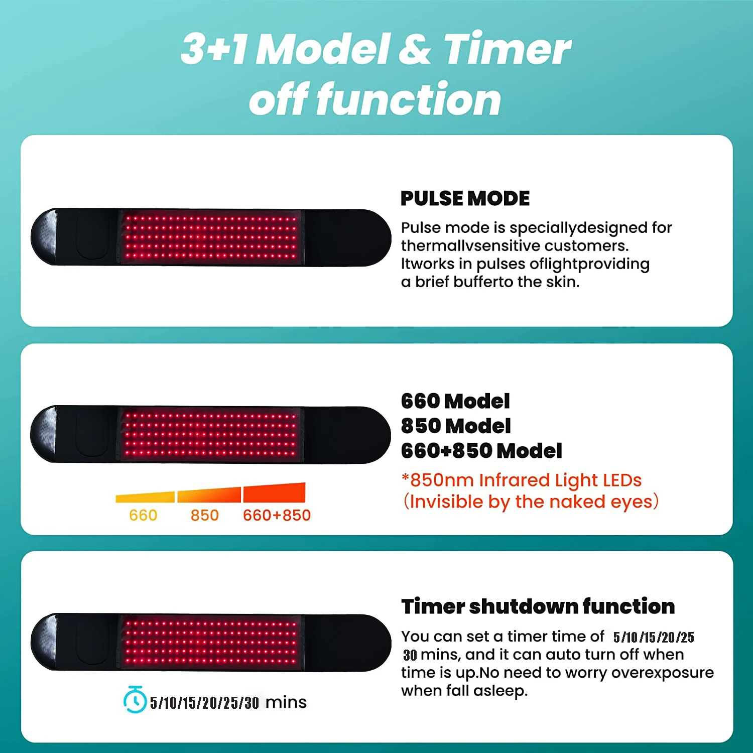 125LED 660&850NM Infrared&RED Light Therapy Belt Back Pain Relief Wrap Burn Fat Device Slimming Machine Waist Heat Pad Full Body